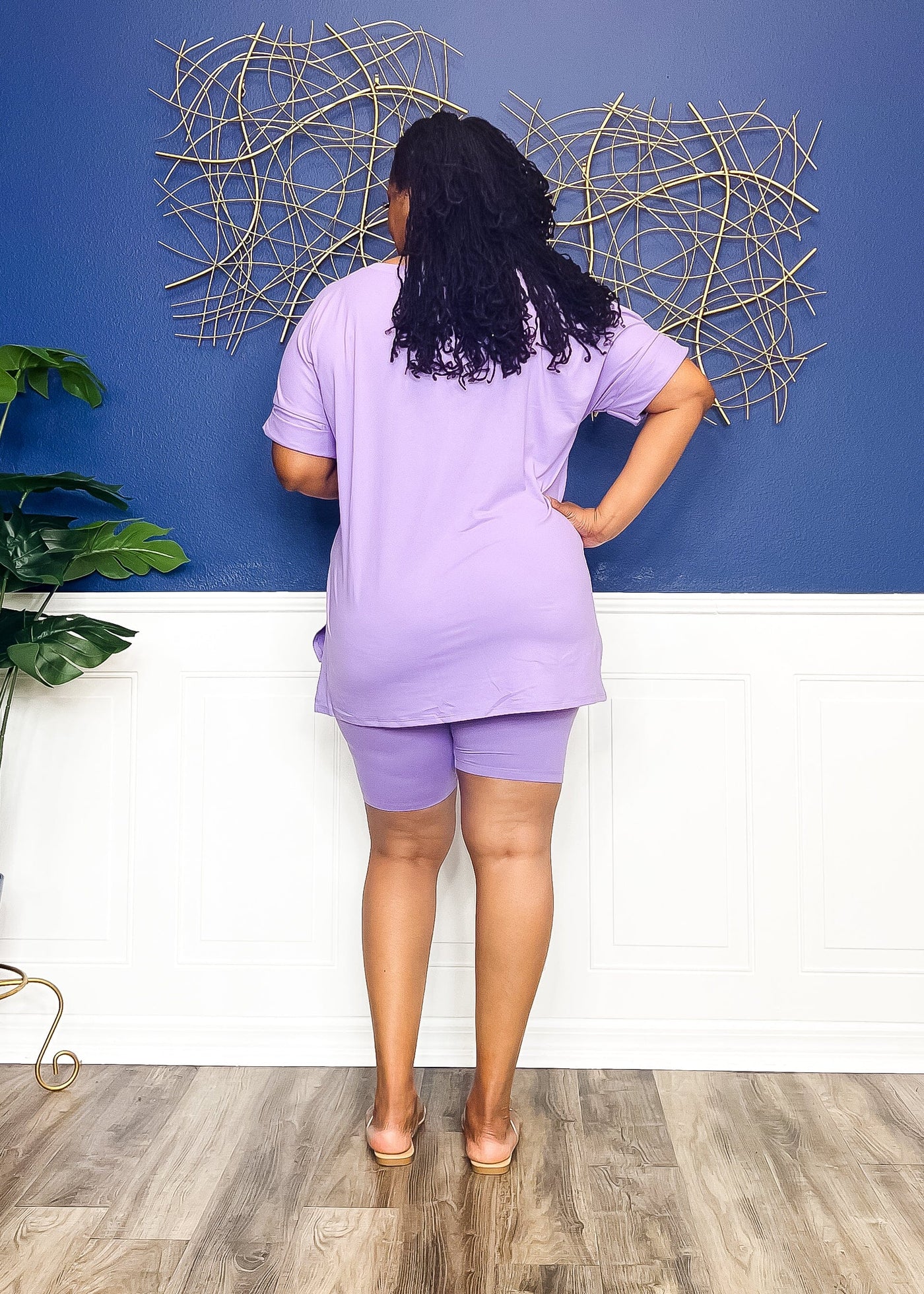 Casual Auntie Matching Short Set- Lavender Outfit Sets 