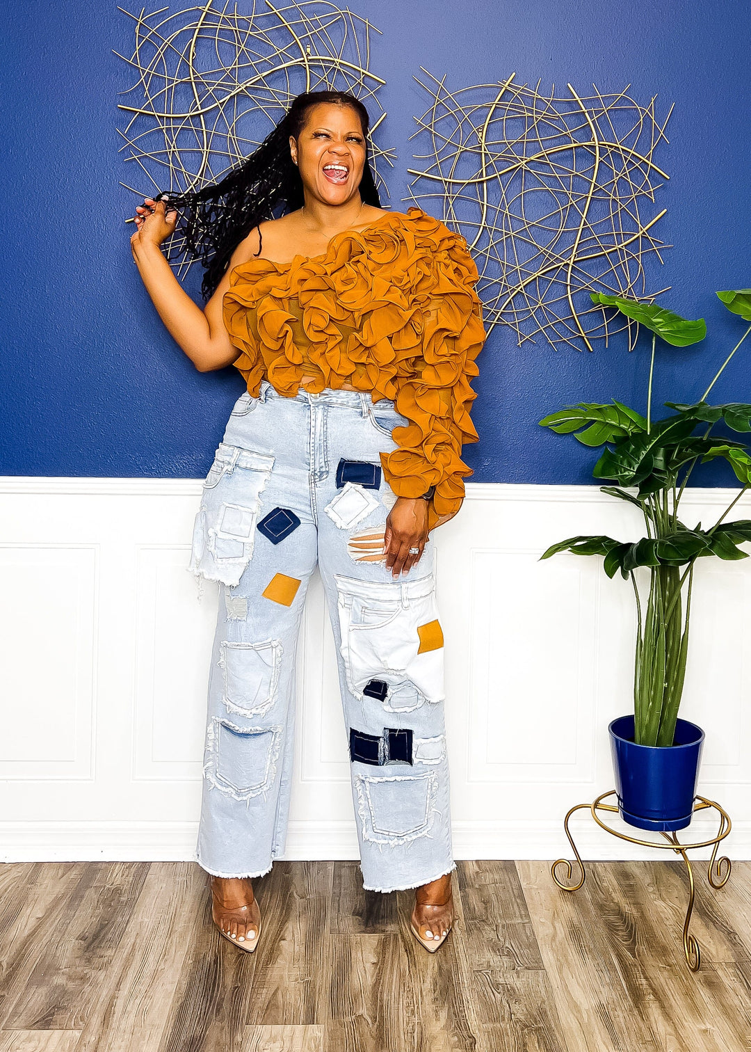 Patchwork Princess Denim Jeans Shorts 1X 