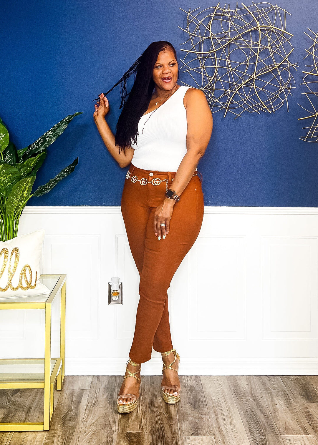 Stretch Me Out Skinny Jeans- Copper Pants 1X 