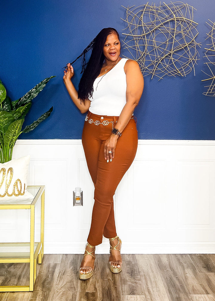 Stretch Me Out Skinny Jeans- Copper Pants 1X 