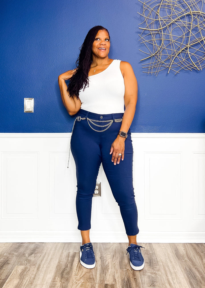 Stretch Me Out Skinny Jeans- Navy Pants 1X 