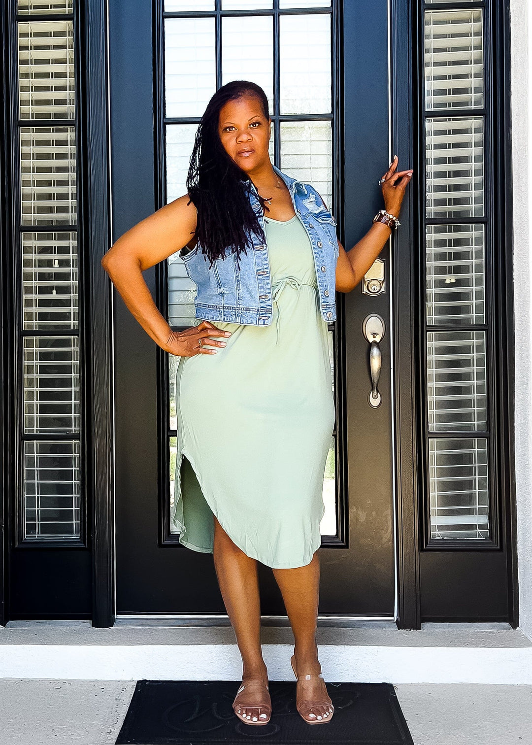 Vacation Bae Drawstring Dress- Mint Outfit Sets 