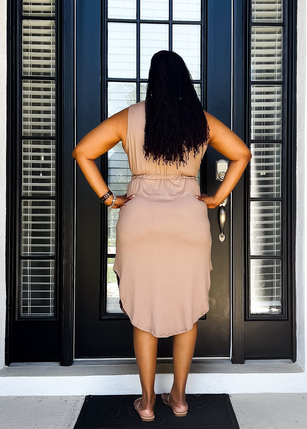 Vacation Bae Drawstring Dress- Taupe Outfit Sets 