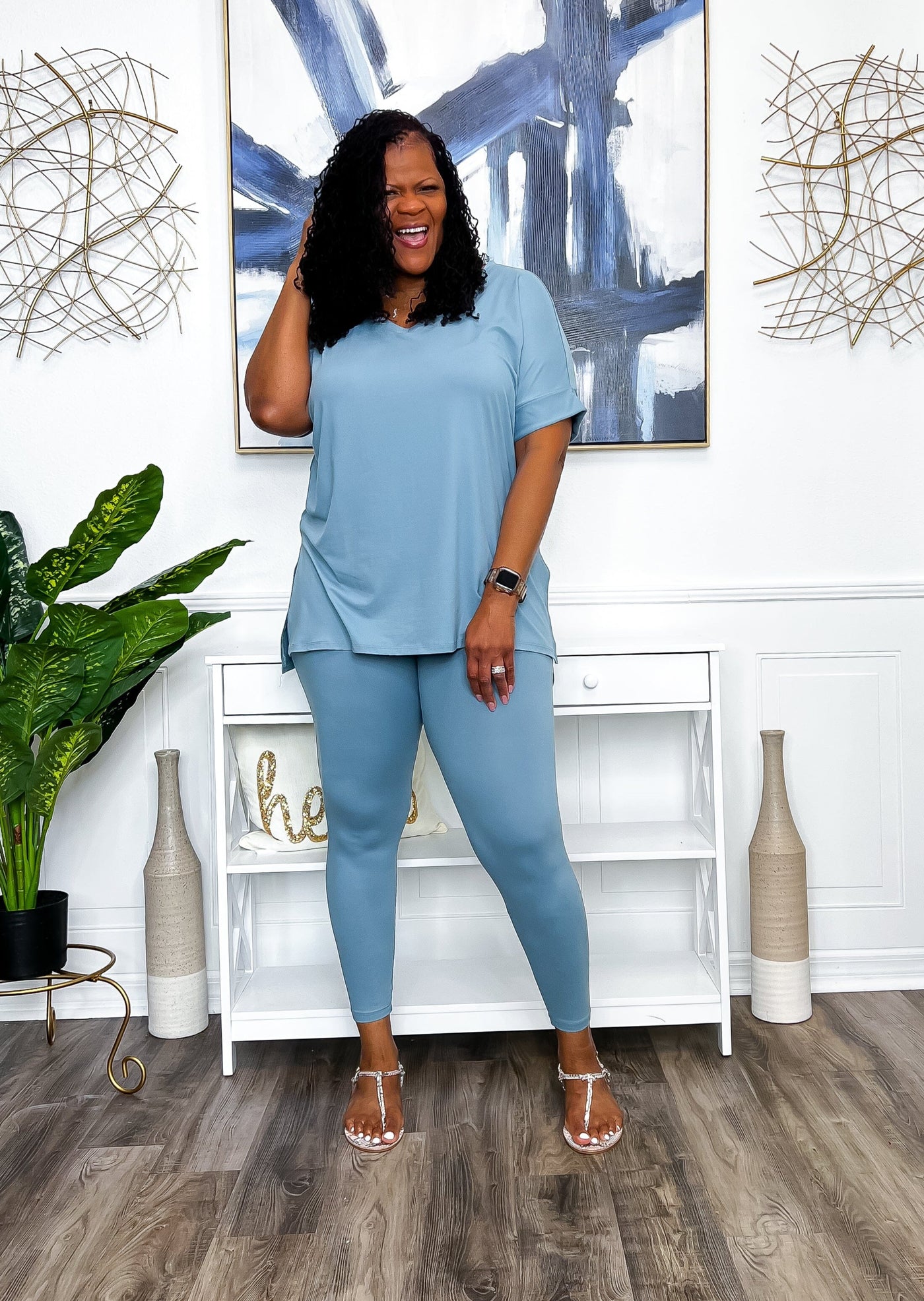 Give Me Curves Leggings - Blue -Darddi Collections