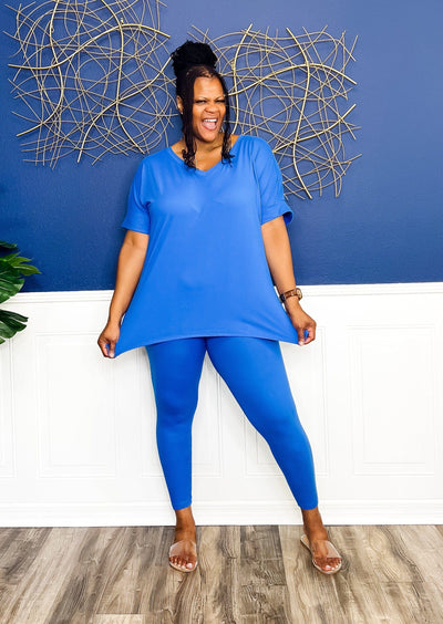 Casual Auntie Two Piece Microfiber Matching Pant Set- Ocean Blue Outfit Sets S 