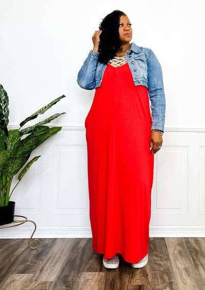 Cozy Comfort Cami Maxi Dress With Pockets- Ruby Dresses 