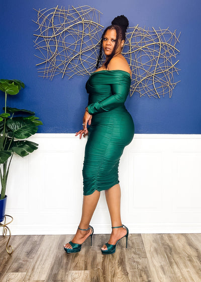 Cross My Heart Too Midi Dress- Emerald Green Dresses 