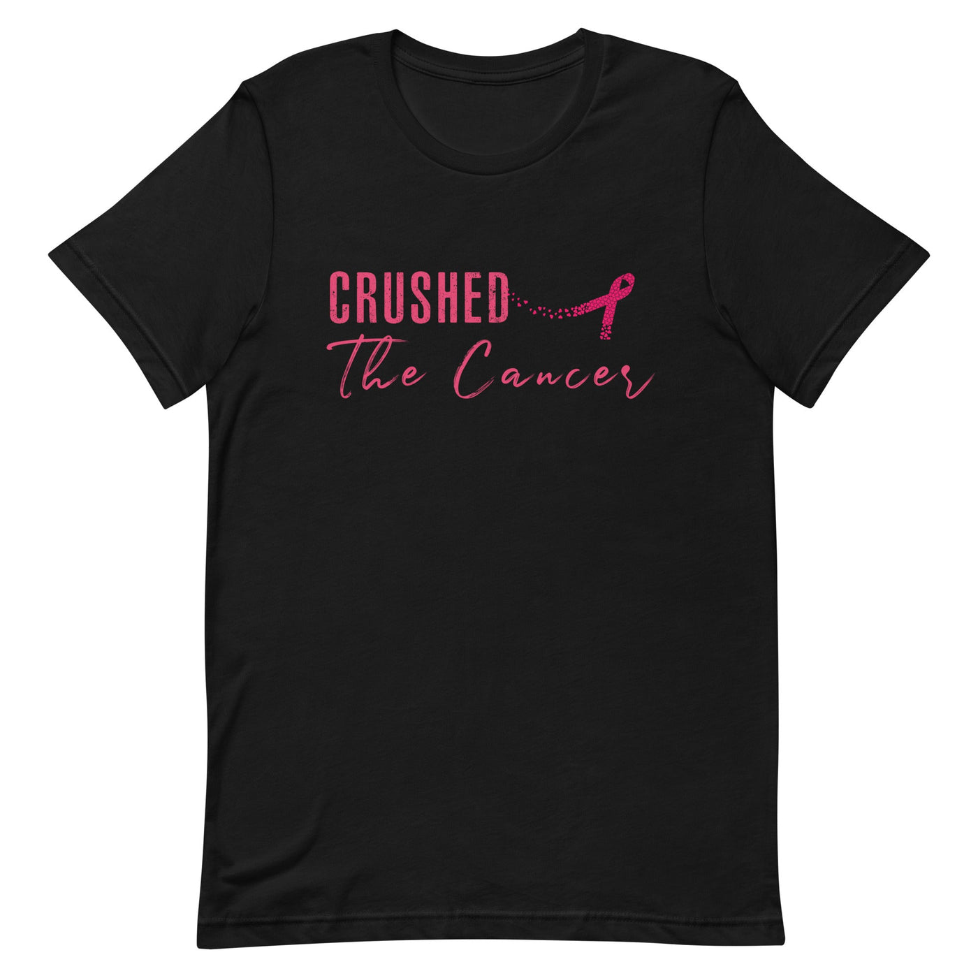 CRUSHED THE CANCER WOMEN'S T-SHIRT- PINK FONT Black S 