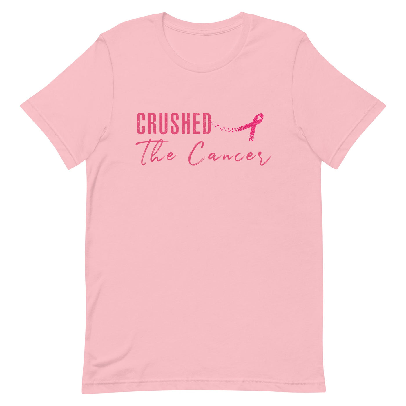 CRUSHED THE CANCER WOMEN'S T-SHIRT- PINK FONT Pink S 