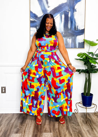 Cute Camille Two Piece Pant Set- Red Outfit Sets 