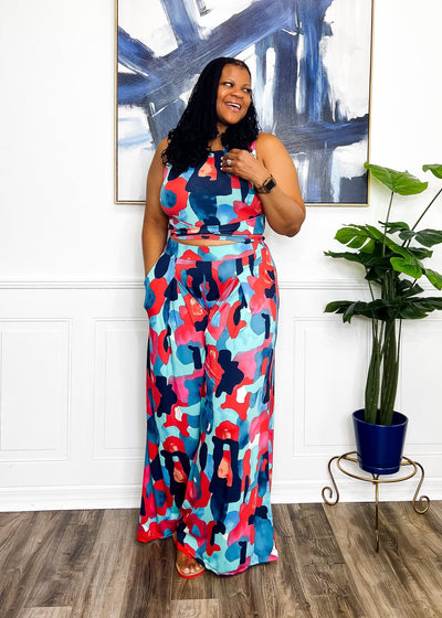 Cute Camille Two Piece Pant Set- Teal Outfit Sets 