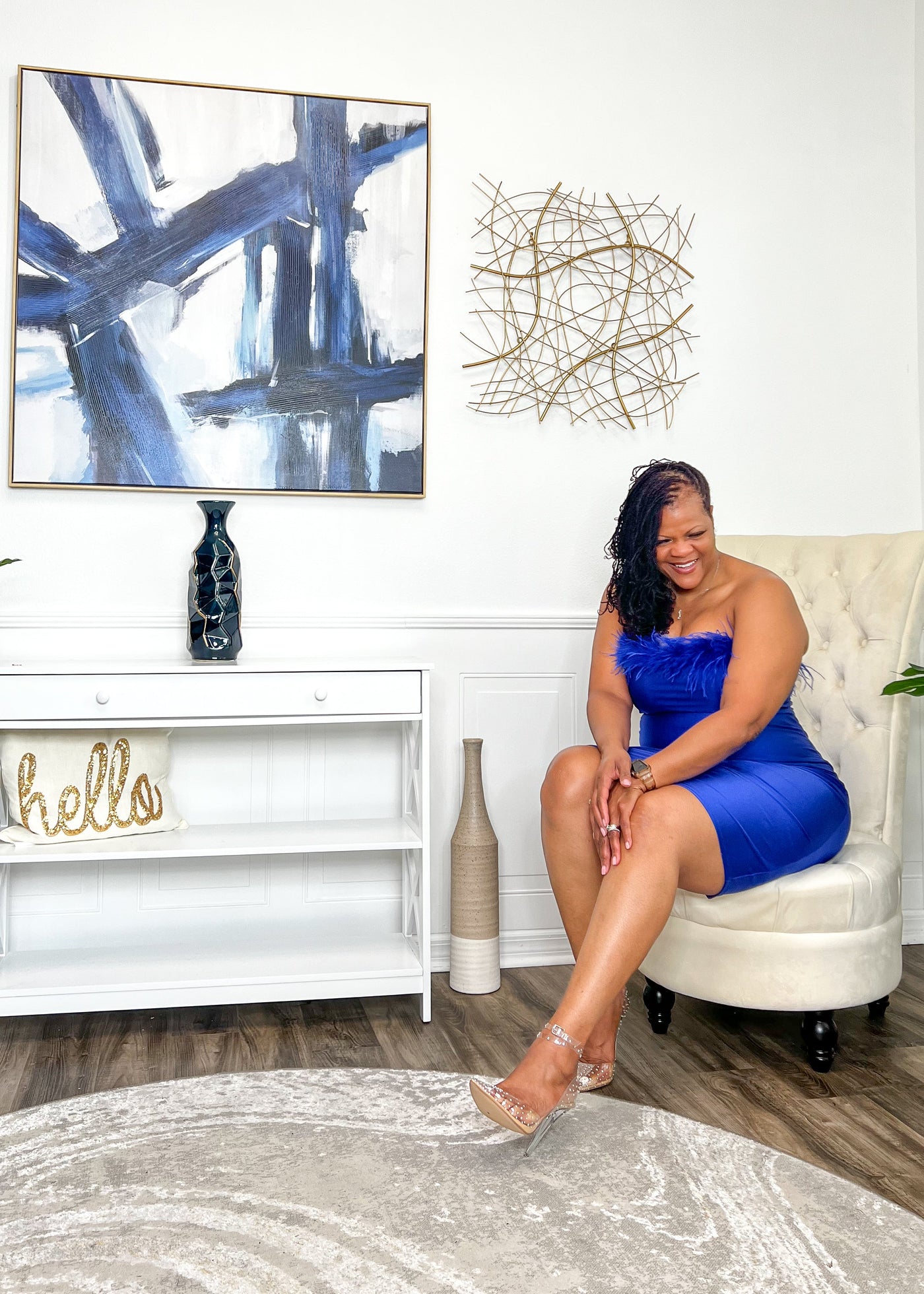 Feather Me This Royal Blue Evening Tube Dress 