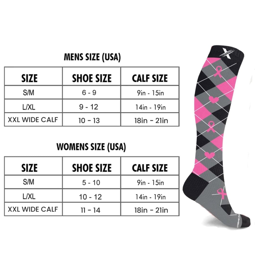Gray and Black Breast Cancer Awareness Socks Socks 