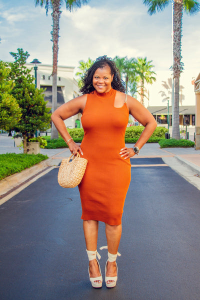 Hold Me Down Dress- Cognac 