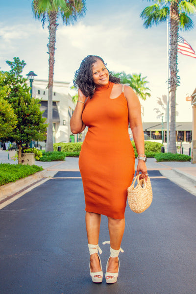 Hold Me Down Dress- Cognac S 