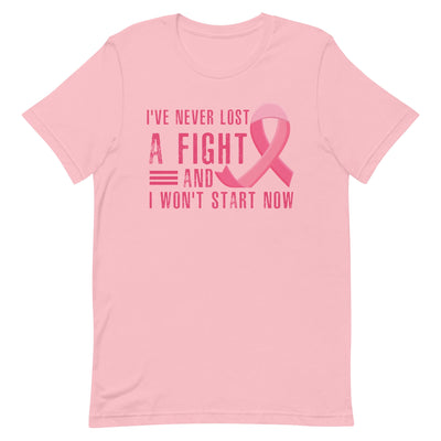 I NEVER LOST A FIGHT AND I WON'T START NOW WOMEN'S T-SHIRT- PINK FONT Pink S 