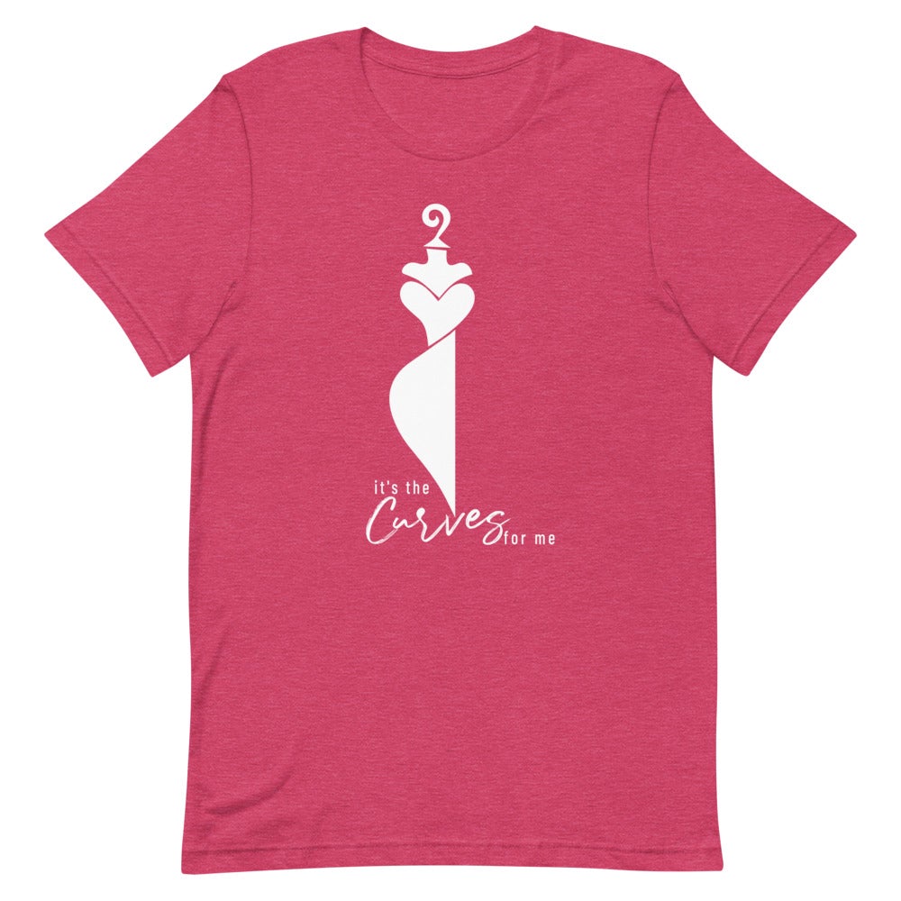 It's the Curves for Me Short Sleeve T-Shirt (White Font) Heather Raspberry S 
