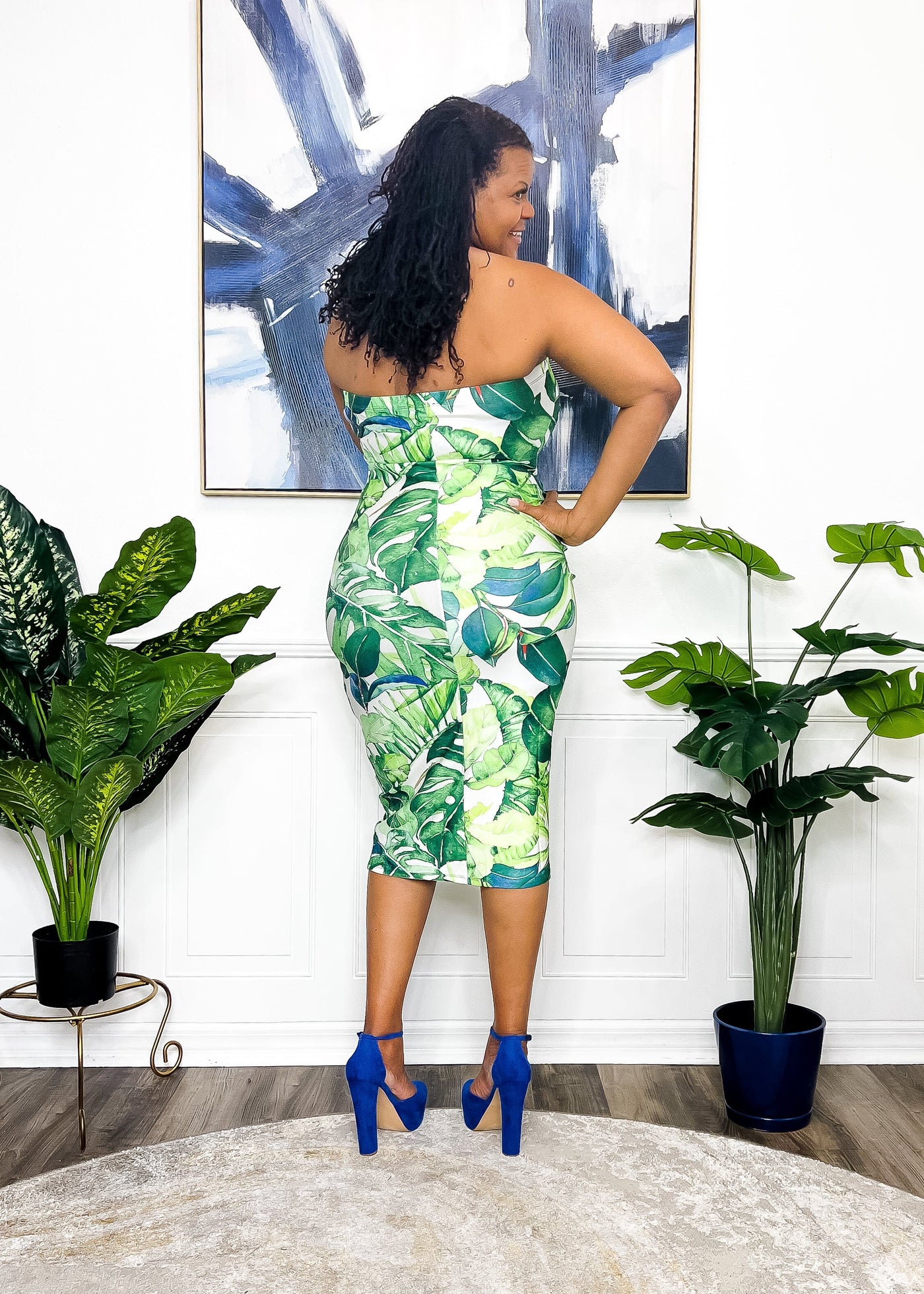 Leafy Bliss Tube Midi Dress Dresses 