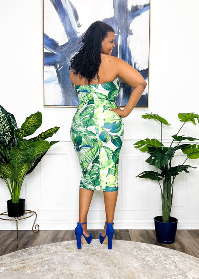 Leafy Bliss Tube Midi Dress Dresses 
