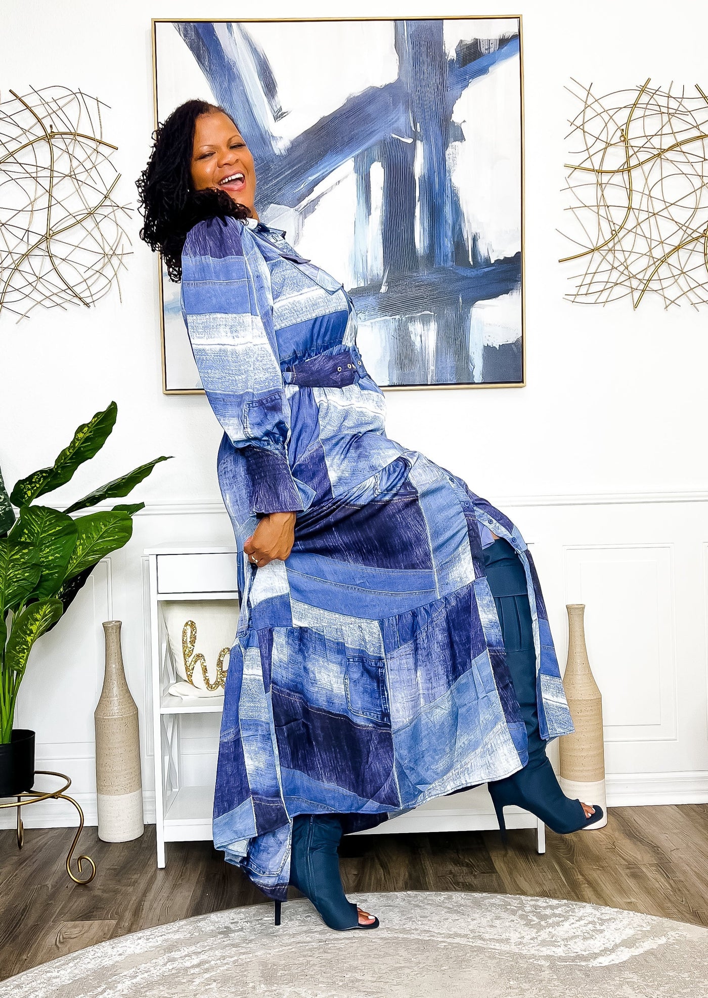 Patched Up and Ready Satin Maxi Dress Dresses 