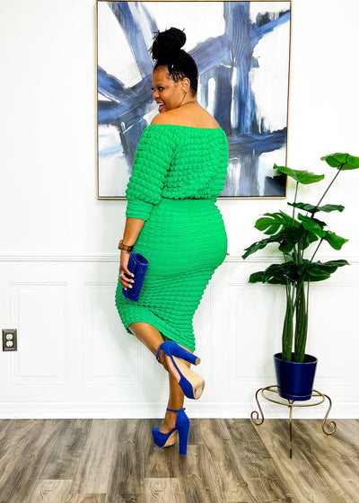Poppin' Necks Popcorn Two Piece Skirt Set - Kelly Green Dresses 