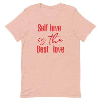 SELF LOVE IS THE BEST LOVE WOMEN'S T- SHIRT (RED FONT) Heather Prism Peach S 