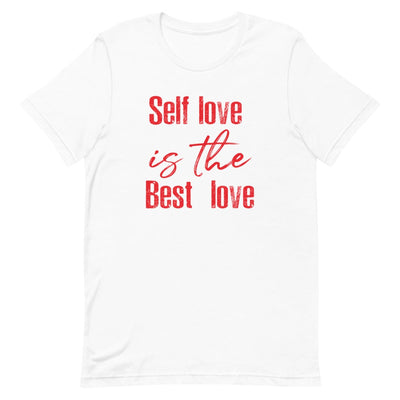 SELF LOVE IS THE BEST LOVE WOMEN'S T- SHIRT (RED FONT) White S 