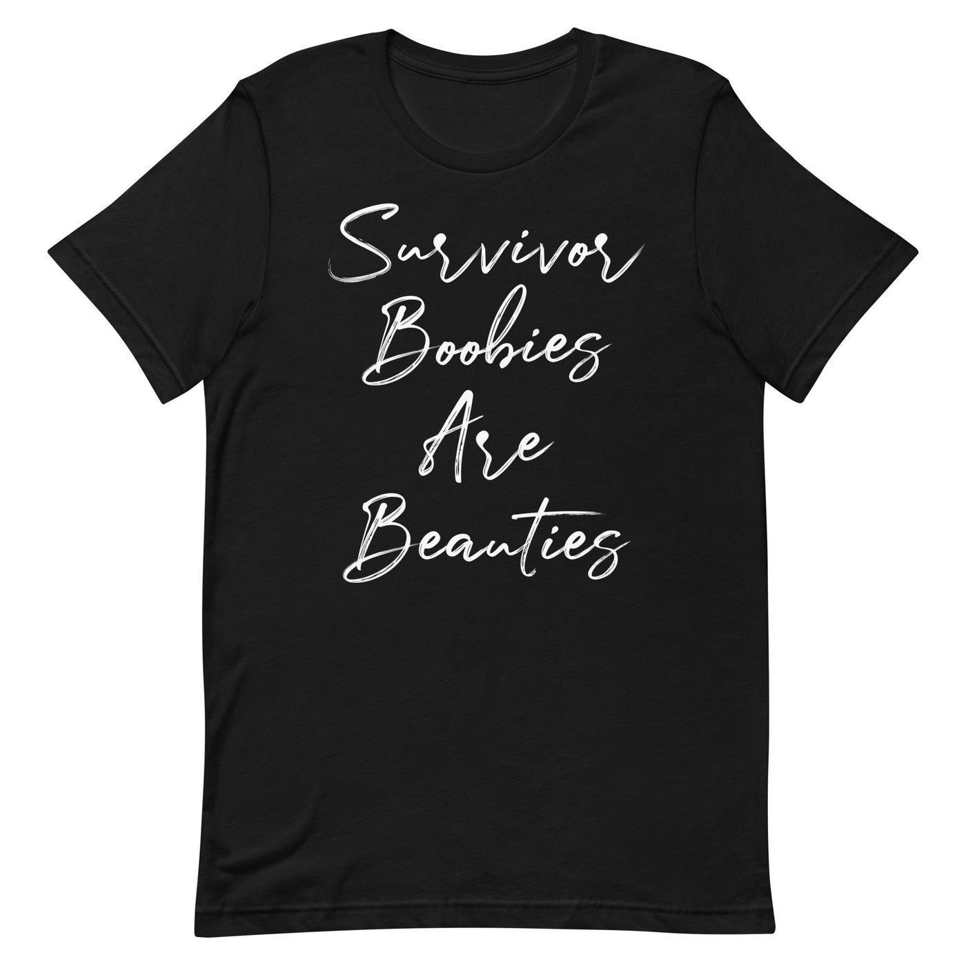 SURVIVOR BOOBIES ARE BEAUTIES WOMEN'S SHIRT - WHITE FONT Black S 