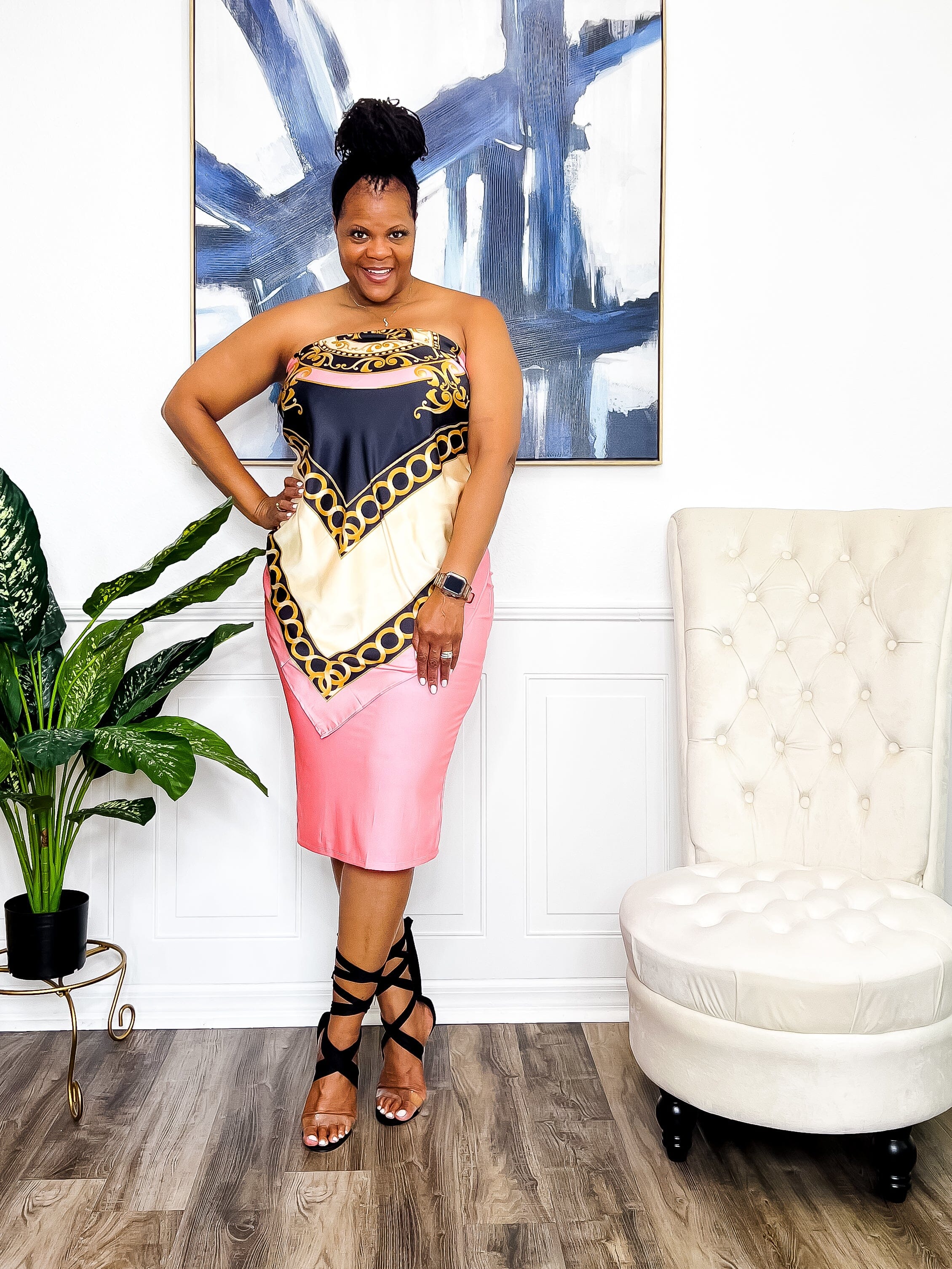 The Royalty Walk Tube Midi Dress Perfect Pink Final Sale