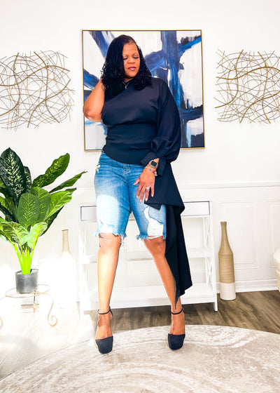 The Statement One Shoulder Top- Black Shirts & Tops 