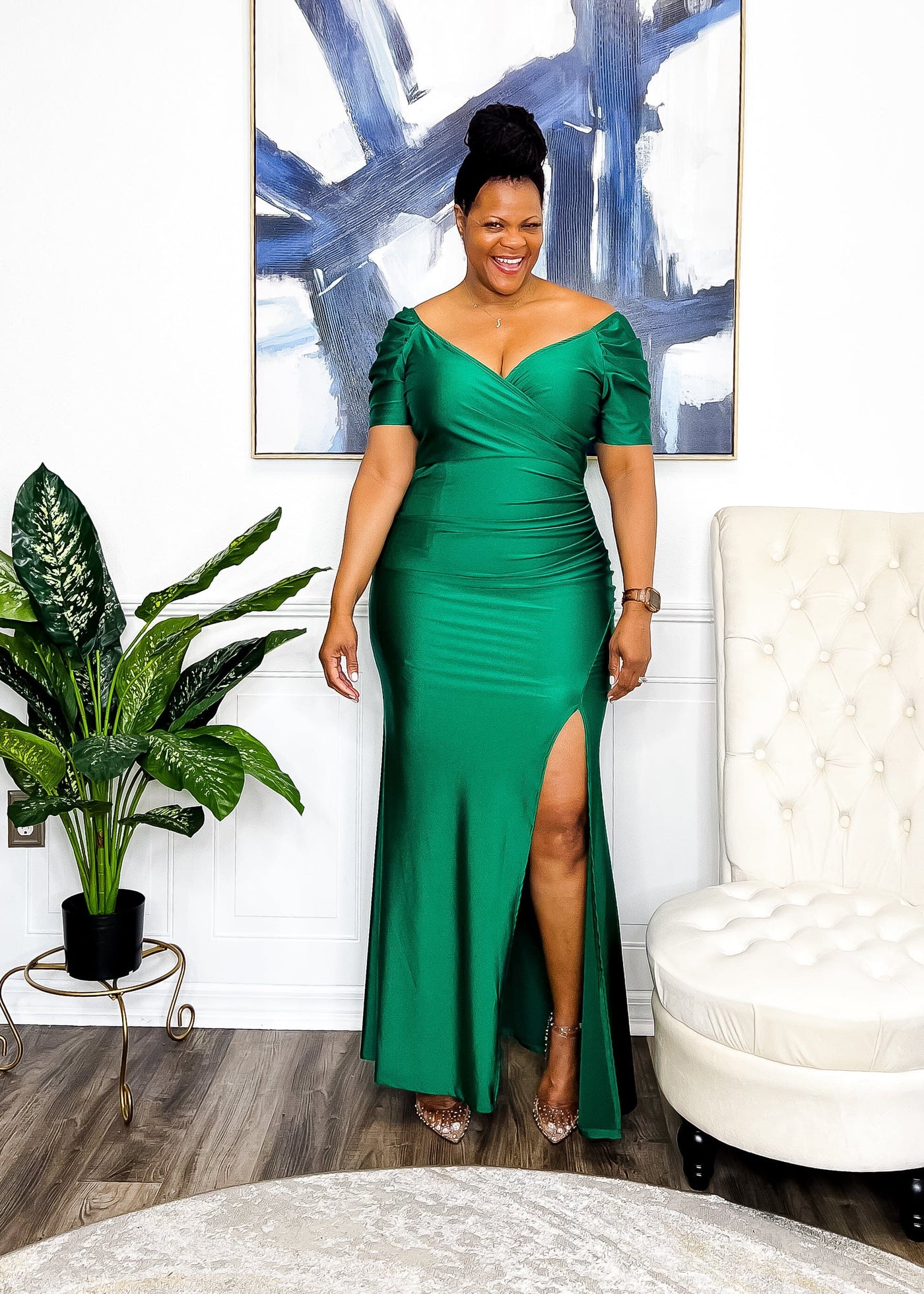 What That Leg Do Long Evening Dress - Emerald Green Dresses 