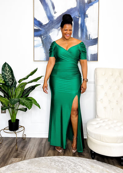 What That Leg Do Long Evening Dress - Emerald Green Dresses 