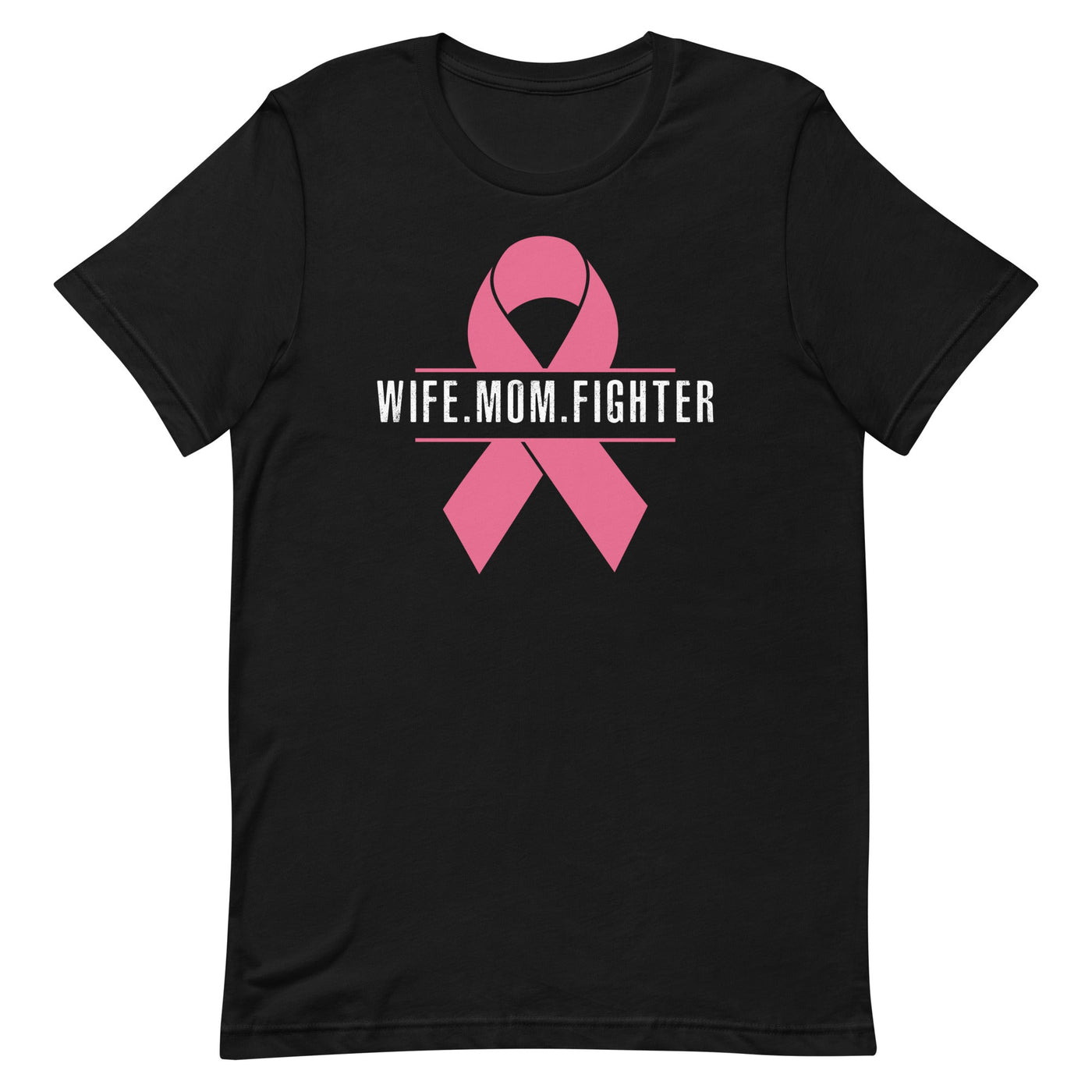 WIFE. MOM. FIGHTER WOMEN'S T-SHIRT- WHITE FONT Black S 