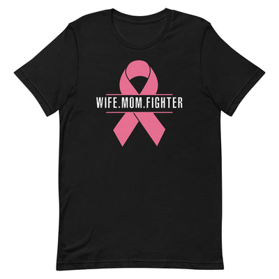 WIFE. MOM. FIGHTER WOMEN'S T-SHIRT- WHITE FONT Black S 